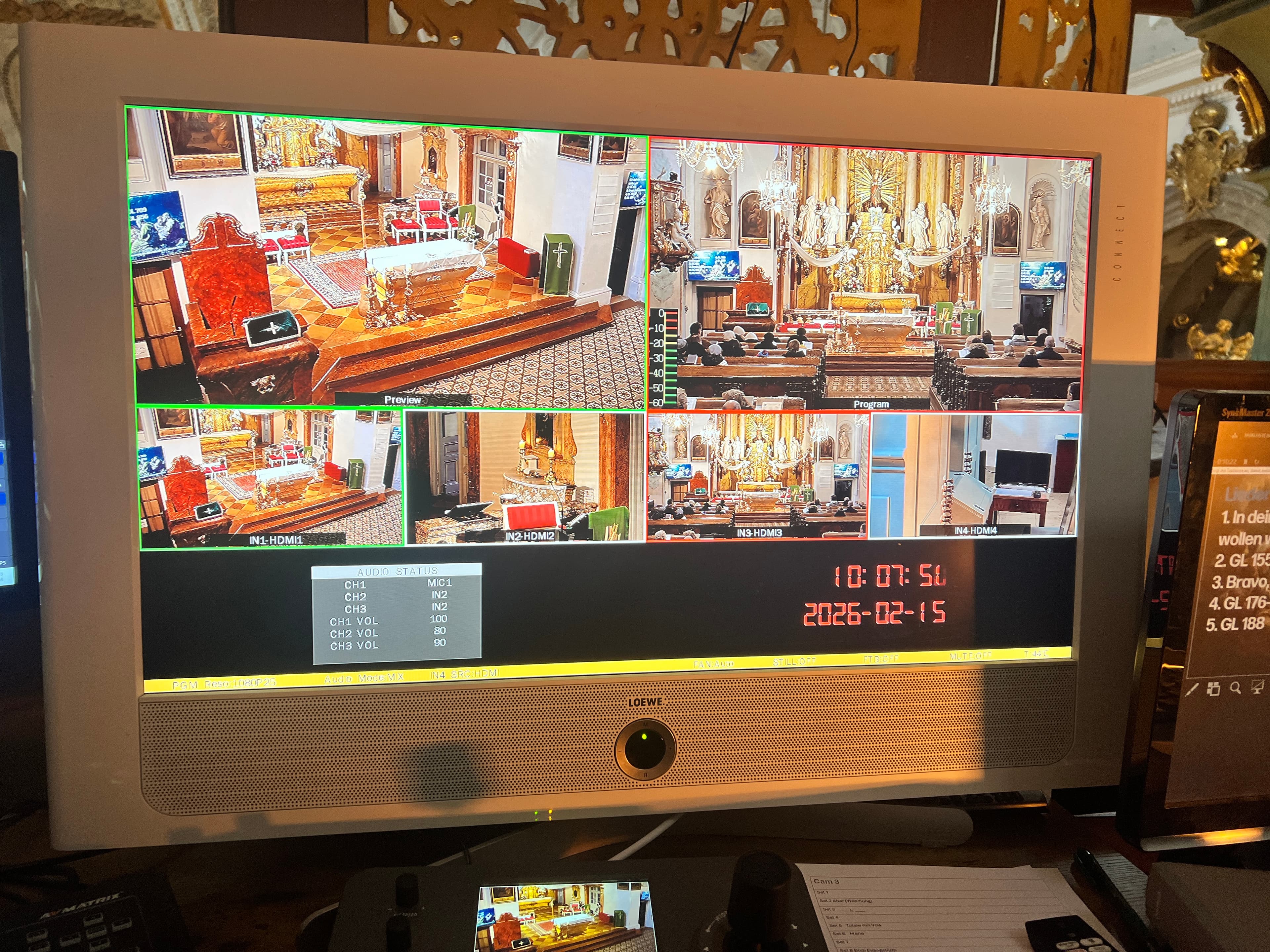 Multiview-Monitor der Live-Regie