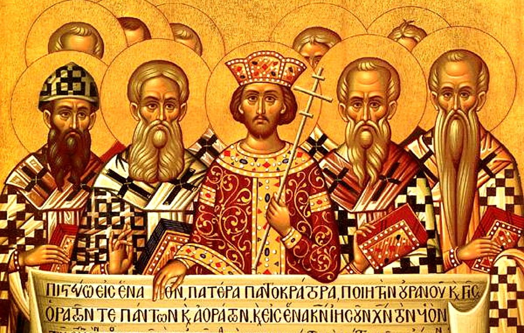 Ikone des Konzils von Nicäa — die Kirchenväter legten den Kanon fest